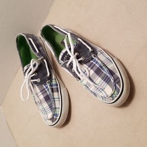 Sperry Top-Sider Blue Plaid Shoes - Vintage